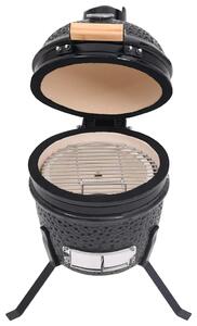 Ceramiczny grill kamado z wędzarnią, 2-w-1, 56 cm, czarny