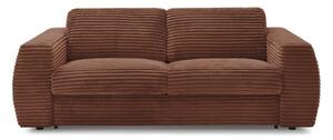 Pomarańczowa sztruksowa rozkładana sofa do spania 220 cm Hugo – Bobochic Paris