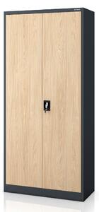 Szafa na dokumenty biurowa metalowa antracytowa / dąb sonoma: Eco Design JAN H 900 x 1950 x 400 mm