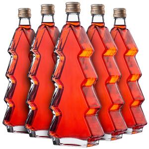 Szklana butelka choinka Enna 500ml ze złotą zakrętką 5 szt