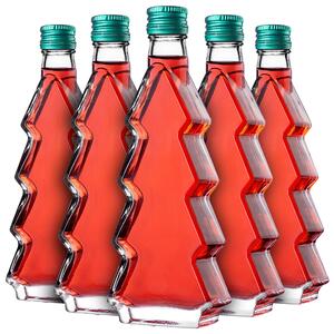 Szklana butelka choinka Enna 200ml z zieloną zakrętką 5 szt