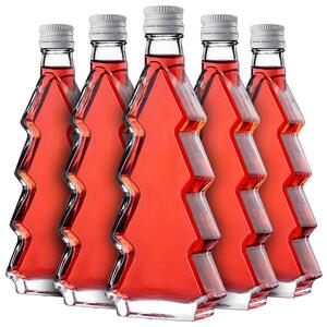 Szklana butelka choinka Enna 200ml z białą zakrętką 5 szt