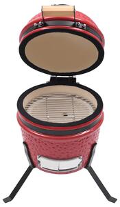 Ceramiczny grill kamado z wędzarnią, 2-w-1, 56 cm, czerwony