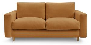 Musztardowa rozkładana sofa do spania 220 cm Cocoone – Bobochic Paris
