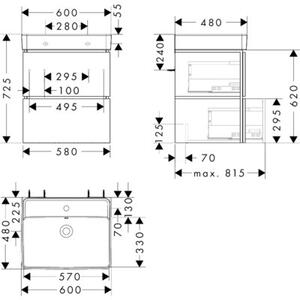 Umywalka HANSGROHE Xilesa E 54396550 Kaszmirowy dąb + szafka Xanuia Q