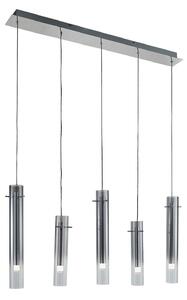 Lampa Wisząca Lucande, Korvitha, ściemnialny, szary, kuchnia, szkło, nowoczesny