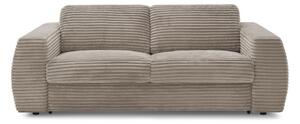 Szarobrązowa sztruksowa rozkładana sofa do spania 220 cm Hugo – Bobochic Paris