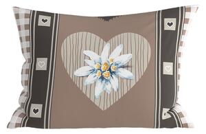 Polibawełniana poszewka na poduszkę HEART RETRO POLY 50x70 cm, brązowy