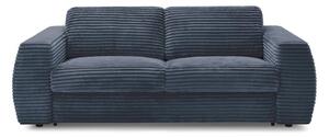 Ciemnoniebieska sztruksowa rozkładana sofa do spania 220 cm Hugo – Bobochic Paris