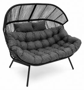 Sofa ogrodowa AURELO dwuosobowa 146 cm, czarna