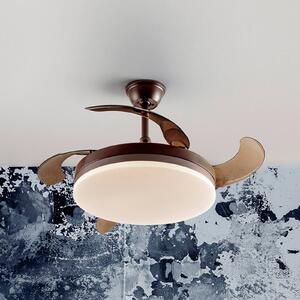 Schuller Valencia Wentylator sufitowy LED Vento brązowy/dymnoszary DC Ø 100 cm cichy Vento, możliwość ściemniania, aluminiowy / szary / cynkowy, salon / jadalnia, metal, nowoczesny