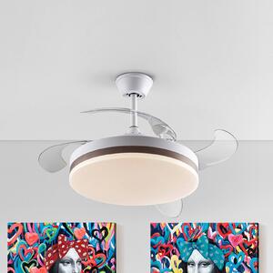 Schuller Valencia Wentylator sufitowy LED Vento biały/brązowy/dymny Ø 100 cm cichy Vento, możliwość ściemniania, aluminiowy / szary / cynkowy, salon / jadalnia, metal, nowoczesny