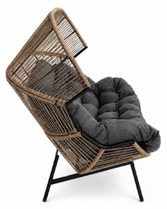 Ogrodowa sofa AURELO dwuosobowa 146 cm, brązowa