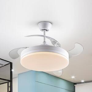 Schuller Valencia Wentylator sufitowy LED Vento biały/dymnoszary DC, Ø 100 cm cichy Vento, możliwość ściemniania, aluminiowy / szary / cynkowy, salon / jadalnia, metal, nowoczesny