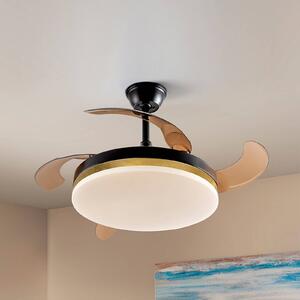 Schuller Valencia Wentylator sufitowy LED Vento czarny/złoty/dymny Ø 100 cm cichy Vento, możliwość ściemniania, aluminiowy / szary / cynkowy, salon / jadalnia, metal, nowoczesny