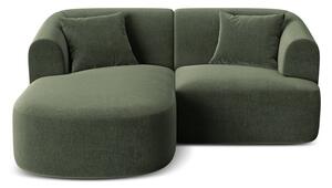 Zielony aksamitny narożnik (lewostronny/z szezlongiem) Campi – Cosmopolitan Design