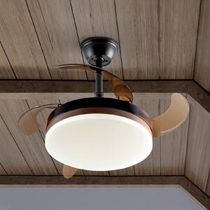 Schuller Valencia Wentylator sufitowy LED Vento czarny/brązowy/dymny Ø 90 cm cichy Vento, możliwość ściemniania, aluminiowy / szary / cynkowy, salon / jadalnia, metal, nowoczesny