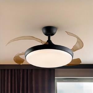 Schuller Valencia Wentylator sufitowy LED Venturi czarny/dymny DC Ø 106 cm cichy Venturi, możliwość ściemniania, aluminiowy / szary / cynkowy, salon / jadalnia, metal, nowoczesny