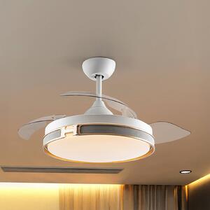 Schuller Valencia Wentylator sufitowy LED Herón biały/złoty/szary/przezroczysty Ø106 cm cichy Herón, możliwość ściemniania, przezroczysty / transparentny, salon / jadalnia, metal, nowoczesny