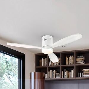 Schuller Valencia Wentylator sufitowy LED Siroco, biały, Ø 132 cm, cichy, CCT możliwość ściemniania, biały / opal, salon / jadalnia, metal, nowoczesny