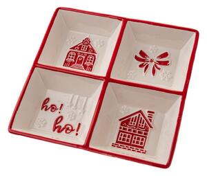 Biała ceramiczna miska do serwowania ze świątecznym motywem Christmas cottage – Dakls
