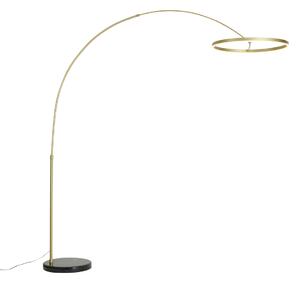 Designerska lampa łukowa podłogowa złota z LED z 3-stopniowym ściemnianiem - Anello