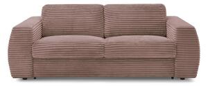 Różowa sztruksowa rozkładana sofa do spania 220 cm Hugo – Bobochic Paris