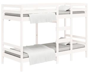 Łóżko piętrowe, białe, 90x190 cm, lite drewno sosnowe