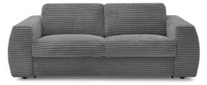 Ciemnoszara sztruksowa rozkładana sofa do spania 220 cm Hugo – Bobochic Paris
