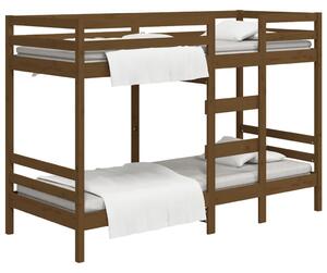 Łóżko piętrowe, miodowy brąz, 80x200 cm, lite drewno sosnowe