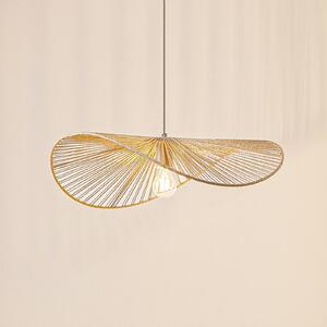 Lampa wisząca Valdorin Lindby, możliwość ściemniania, kremowy / amber, salon / jadalnia, papier / lunolit / lunopal, nowoczesny