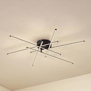Lampa sufitowa LED Elviano Lindby, czarny, salon / jadalnia, aluminium, nowoczesny