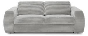 Jasnoszara sztruksowa rozkładana sofa do spania 220 cm Hugo – Bobochic Paris