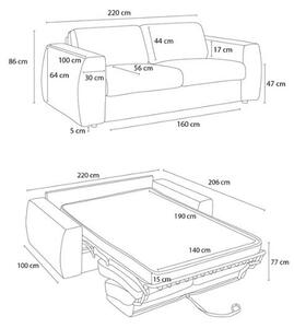 Ciemnoniebieska rozkładana sofa do spania z tkaniny szenilowej 220 cm Hugo – Bobochic Paris