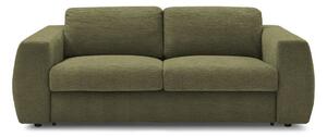 Zielona rozkładana sofa do spania z tkaniny szenilowej 220 cm Hugo – Bobochic Paris