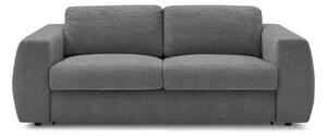 Ciemnoszara rozkładana sofa do spania z tkaniny szenilowej 220 cm Hugo – Bobochic Paris