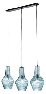 Lampa Wisząca Lindby, Drakar, ściemnialny, niebieski, kuchnia, szkło, vintage
