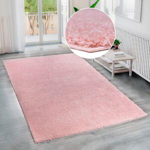 Różowy miękki dywan shaggy 70x140 cm
