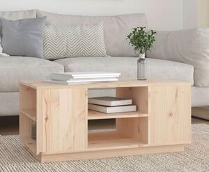 Drewniany prostokątny stolik kawowy z półkami - Fivi