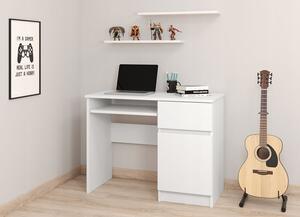Białe biurko z szufladą i szafką - Elwo