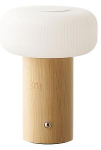 Biało-naturalna bambusowa lampa stołowa z plastikowym kloszem (wysokość 18 cm) Stafford – House Nordic
