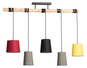 Lampa Wisząca Lindby, Amilia, ściemnialny, drewniany, jadalnia, tkanina | tekstylia, młodzieżowy