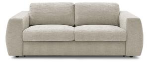 Beżowa rozkładana sofa do spania z tkaniny szenilowej 220 cm Hugo – Bobochic Paris