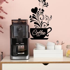 PIPPER | Naklejka na ścianę "Kawa z ornamentem - czarny" 26x46cm