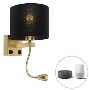 Inteligentny Kinkiet / Lampa scienna złoty z USB i czarnym kloszem z WiFi A60 - Brescia Oswietlenie wewnetrzne