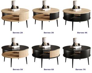 Czarny okrągły stolik kawowy z lamelami - Darvex 7X