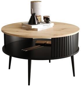 Okrągły loftowy stolik kawowy z półką - Darvex 5X