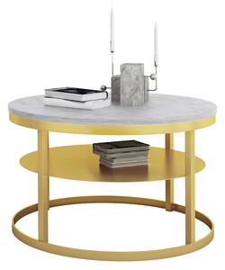 Okrągły stolik kawowy w stylu glamour złoty + beton - Robini 3X