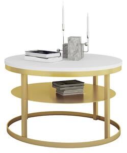 Dwupoziomowy stolik kawowy złoty + biały - Robini 3X