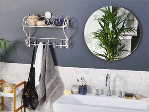Półka łazienkowa wisząca metalowa z wieszakami na ręczniki w stylu vintage biała Osorno Beliani